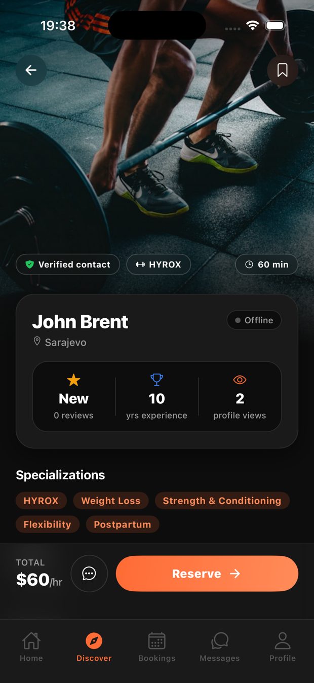 FitConnect — trainer profile