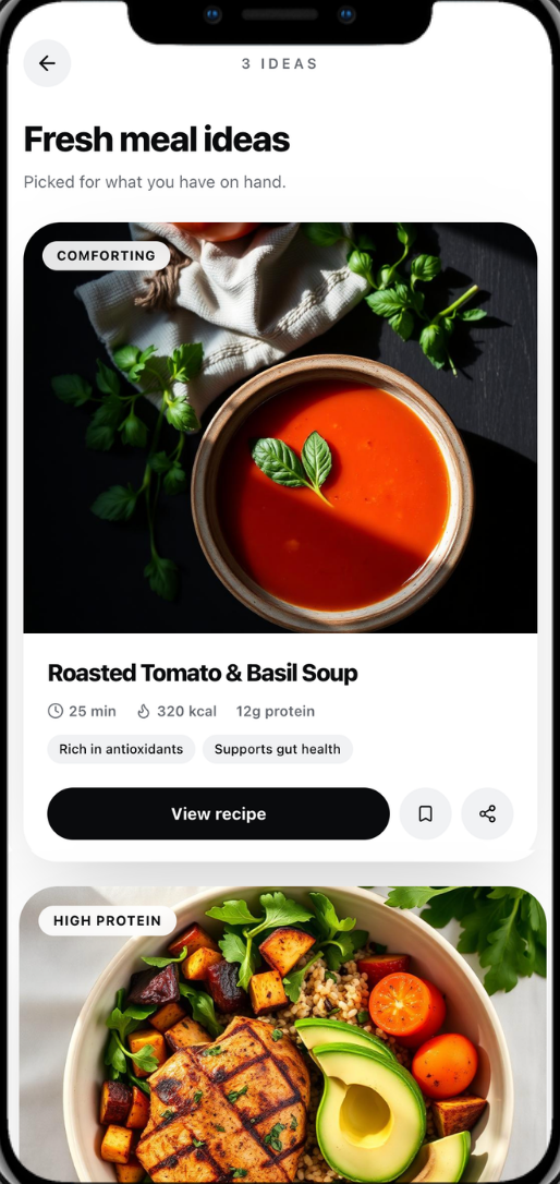 Snap2Meal meal ideas